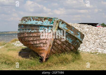 Altes Fischerboot`s, altes Boot, Vintage-Boot, Piratenboot Stockfoto